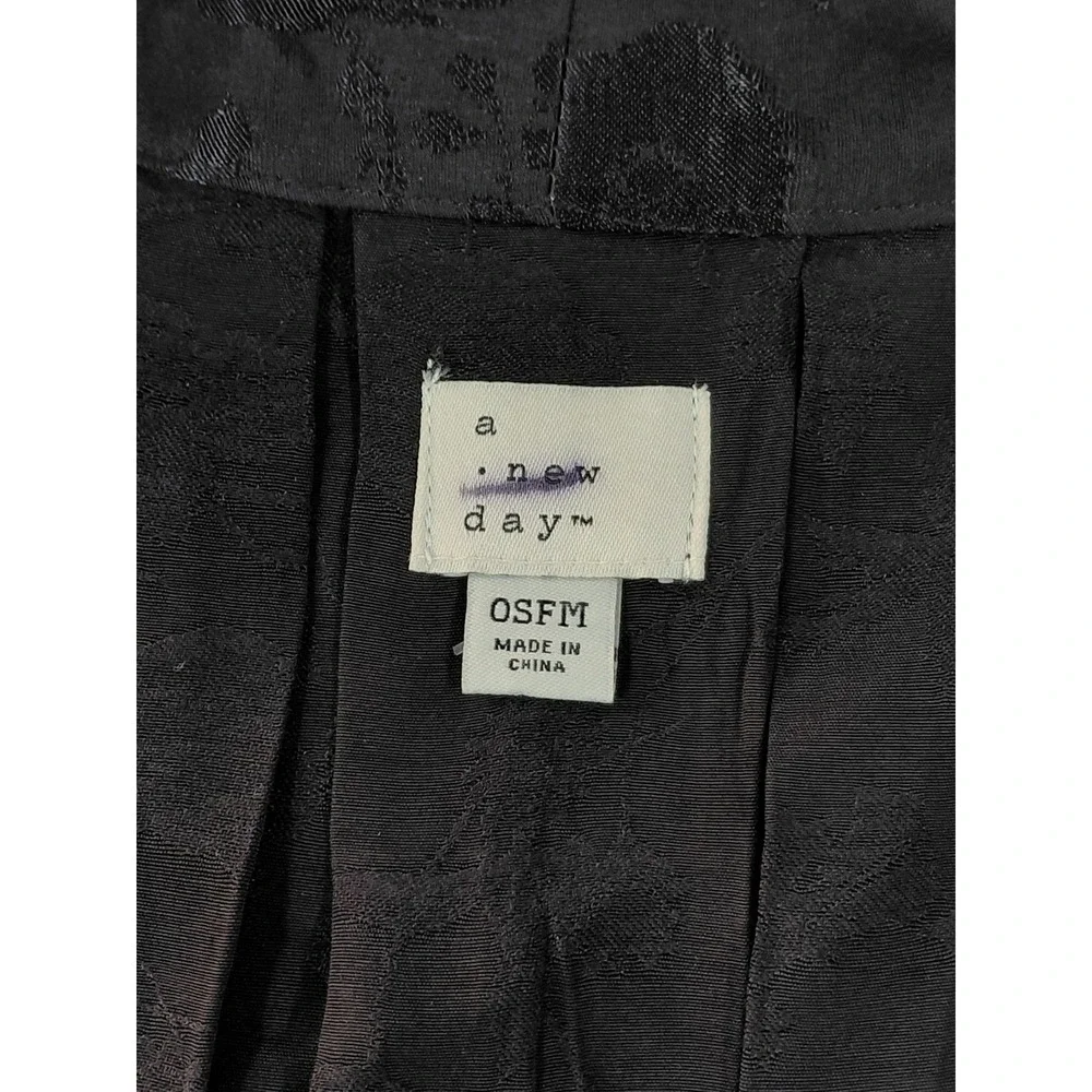 A New‎ Day Floral Embossed Open Front Kimono OSFM Black Lightweight